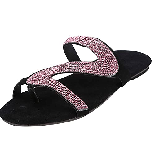 Onsoyours Flache Sandalen Damen Sommer Freizeit Zehentrenner mit Weiche Fußbett Strandsandalen D Rosa 38 EU von Onsoyours