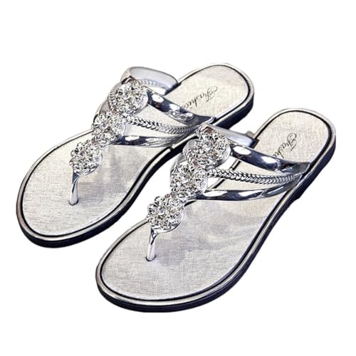 Onsoyours Flip Flops Damen Zehentrenner Aushöhlen Elegante Badelatschen Sommer Hausschuhe Indoor Outdoor Beach Pool B Silber 40 EU von Onsoyours