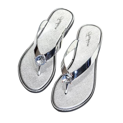 Onsoyours Flip Flops Damen Zehentrenner Aushöhlen Elegante Badelatschen Sommer Hausschuhe Indoor Outdoor Beach Pool C Silber 42 EU von Onsoyours