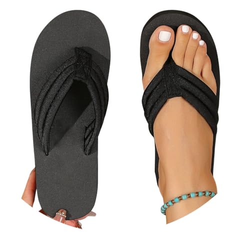 Onsoyours Flip Flops Damen Zehentrenner Badeschuhe Damen Sandalen Sommer Leicht Bequeme Plateau Sandaletten Sommer Strand Flip Flops A Schwarz 39 EU von Onsoyours