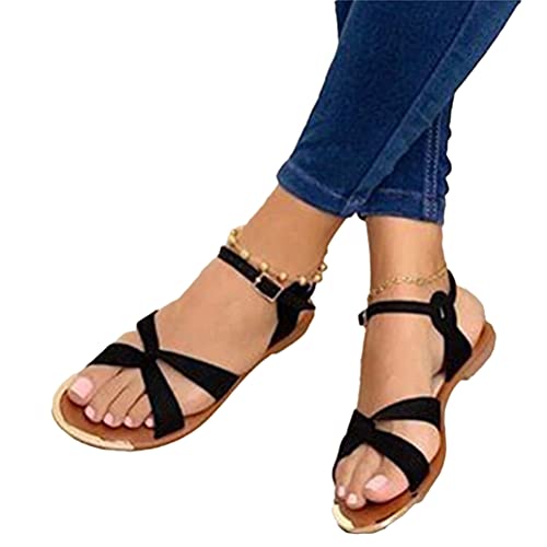 Onsoyours Frauen Damen Flip Flops Flache Sandalen Zehentrenner Sandals Flip Toe-Thong Sommerschuhe Elegant Römersandalen Riemchensandale Sommer Strandschuhe B Schwarz 40 EU von Onsoyours