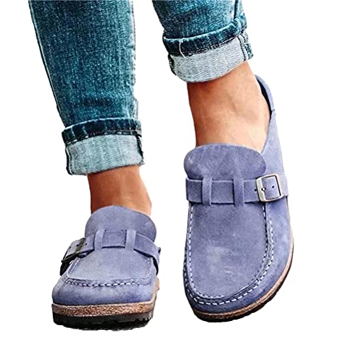 Onsoyours Frauen Flache Sandalen Sommer Schuhe mit Klettverschluss Spitze Feste Faux Leder Casual Bequemer Slip auf Sommersandalen Lila 37 EU von Onsoyours