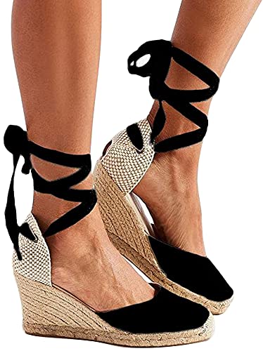 Onsoyours Frauen Keilabsatz Sandalen Sommer Offene Schuhe Faux Leder Plattform Rom Damen Flip Flops Freizeit Sommerschuhe A Schwarz 39 EU von Onsoyours