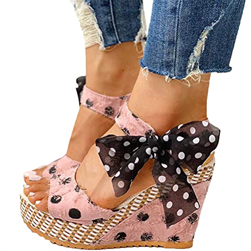 Onsoyours Frauen Keilabsatz Sandalen Sommer Offene Schuhe Faux Leder Plattform Rom Damen Flip Flops Freizeit Sommerschuhe B Rosa 39 EU von Onsoyours