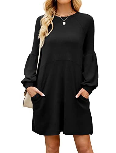 Onsoyours Freizeitkleid Damen Pulloverkleid Elegante Einfarbig Rundhals Winter Casual Langarm Minikleid Herbstkleid Tunika Kleid mit Taschen und Knöpfe E Schwarz XXL Onsoyours Freizeitkleid Damen Pulloverkleid Elegante Einfarbig Rundhals Winter Casual Langarm Minikleid Herbstkleid Tunika Kleid mit Taschen und Knöpfe E Schwarz XXL von Onsoyours