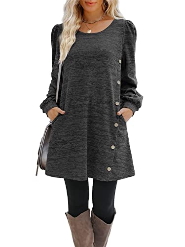 Onsoyours Freizeitkleid Damen Pulloverkleider Elegante Einfarbig Rundhals Winter Casual Langarm Minikleid Herbstkleid Tunika Kleid mit Taschen und Knöpfe A Schwarz XXL Onsoyours Freizeitkleid Damen Pulloverkleider Elegante Einfarbig Rundhals Winter Casual Langarm Minikleid Herbstkleid Tunika Kleid mit Taschen und Knöpfe A Schwarz XXL von Onsoyours