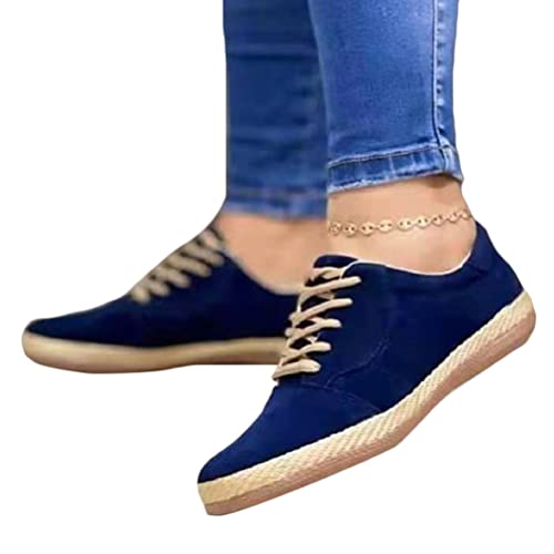 Onsoyours Freizeitschuhe Damen Sneakers Leicht Flache Schuhe Atmungsaktive Stoffschuhe Schnürhalbschuhe Laufschuhe Outdoor Walkingschuhe Halbschuhe A Blau 42 EU von Onsoyours