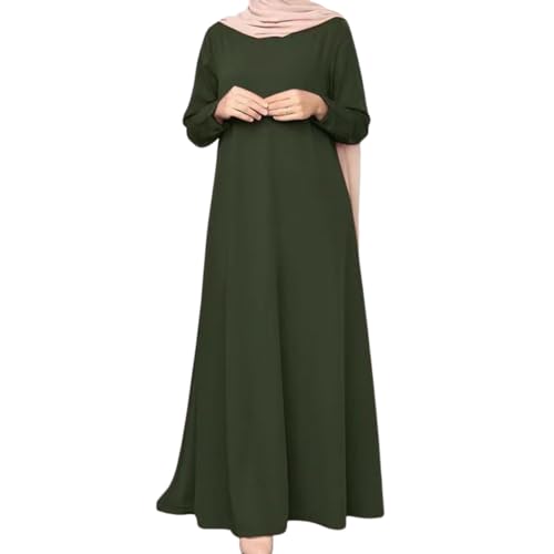 Onsoyours Gebetskleidung Abaya Damen Langarm Islamische Muslimische Kleid Türkische Ramadan Lang Gebetskleid Festlich Elegant Muslim Kleider B Armeegrün 3XL von Onsoyours