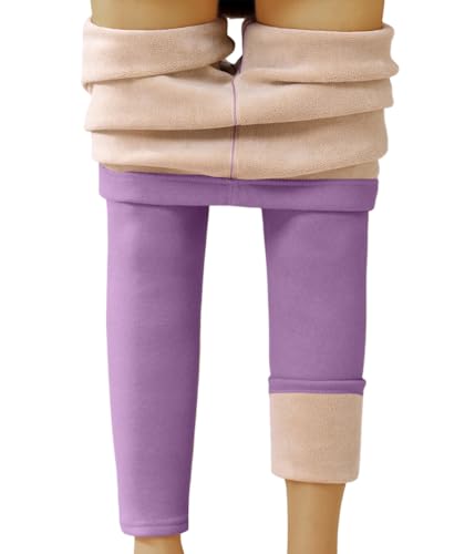 Onsoyours Gefütterte Leggings Damen Thermo Leggings Winter High Waist Fleece Gefütterte Strumpfhose Thermoleggings A Lila M von Onsoyours