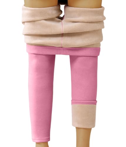 Onsoyours Gefütterte Leggings Damen Thermo Leggings Winter High Waist Fleece Gefütterte Strumpfhose Thermoleggings A Rosenrot M von Onsoyours