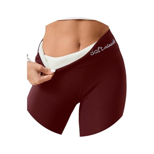 Onsoyours Gefütterte Leggings Damen Thermo Leggings Winter Verdickte Fleece Gefütterte Strumpfhose Thermoleggings A Weinrot M von Onsoyours
