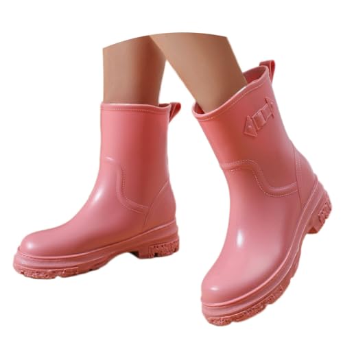 Onsoyours Gummistiefel Damen Halbhoch Gartenschuhe Sommer Rain Boots Regenstiefel Halbgummistiefel Wasserdicht Regenschuhe Reitstiefel A Rosa 40 EU von Onsoyours