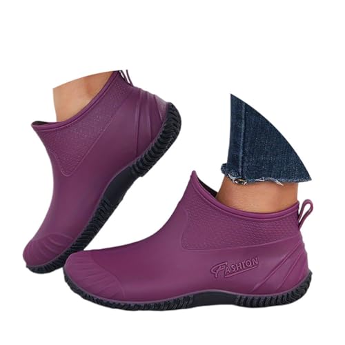 Onsoyours Gummistiefel Damen Regenstiefel Sommer Stiefeletten Kurze Rain Boots Regenstiefel Sommerstiefeletten Wasserdicht Regenschuhe Reitstiefel A Violett 39 EU von Onsoyours