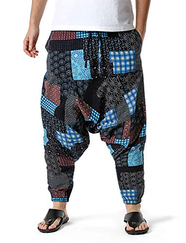 Onsoyours Haremshose Herren Mode Pumphose Freizeithose Sporthosen Hip Hop Bloomers Aladdin Hosen Casual Hippie Joggers Pants Sweatpant Tanz Trousers Mit Taschen Stil 13 L von Onsoyours