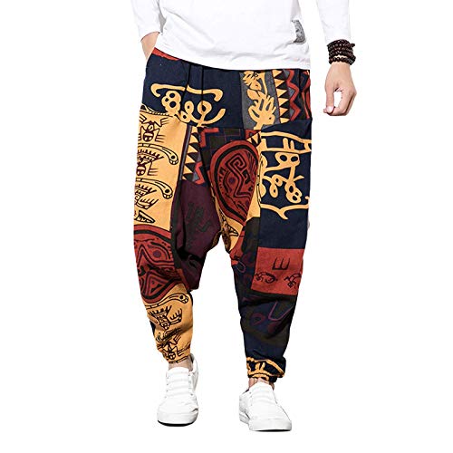 Onsoyours Haremshose Herren Mode Pumphose Freizeithose Sporthosen Hip Hop Bloomers Aladdin Hosen Casual Hippie Joggers Pants Sweatpant Tanz Trousers Mit Taschen Z Rot L von Onsoyours