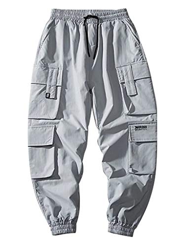 Onsoyours Haremshose für Herren Beiläufig Mehrere Taschen Jogginghose Hip Hop Hosen Overall Konische Hosen Streetwear G Blau XL von Onsoyours