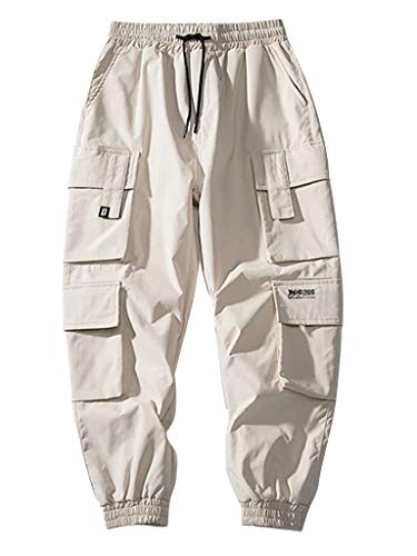 Onsoyours Haremshose für Herren Beiläufig Mehrere Taschen Jogginghose Hip Hop Hosen Overall Konische Hosen Streetwear G Khaki S von Onsoyours