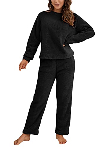 Onsoyours Hausanzug Damen Pyjama Set Freizeitanzug mit Reißverschluss Trainingsanzug Schlafanzug Nachtwäsche Home Kleidung Dick Warm Korallensamt Weiblich Nachthemd Pyjama A Schwarz S von Onsoyours