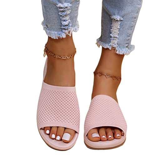 Onsoyours Hausschuhe Damen Pantoletten Keilabsatz Schuhe Sommer Plateau Pantoffeln Bequeme Orthopädische Sandalen Elegant Blumen Sandaletten Casual Slingback Sommerschuhe C Hellrosa 36 EU von Onsoyours