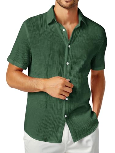 Onsoyours Hemd Herren Kurzarm Button Down Sommerhemd Musselin Leicht Strand Freizeit Businesshemd A Grün XXL Onsoyours Hemd Herren Kurzarm Button Down Sommerhemd Musselin Leicht Strand Freizeit Businesshemd A Grün XXL von Onsoyours