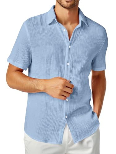 Onsoyours Hemd Herren Kurzarm Button Down Sommerhemd Musselin Leicht Strand Freizeit Businesshemd A Hellblau XL Onsoyours Hemd Herren Kurzarm Button Down Sommerhemd Musselin Leicht Strand Freizeit Businesshemd A Hellblau XL von Onsoyours