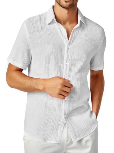 Onsoyours Hemd Herren Kurzarm Button Down Sommerhemd Musselin Leicht Strand Freizeit Businesshemd A Weiß XL Onsoyours Hemd Herren Kurzarm Button Down Sommerhemd Musselin Leicht Strand Freizeit Businesshemd A Weiß XL von Onsoyours