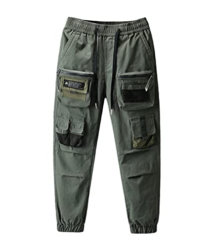 Onsoyours Herren Arbeit Kampf Cargohose mit Taschen Schnalle Riemen Techwear Hose Herren Arbeit Freizeit Hose Modisch Elastisch Hose M Armeegrün XL von Onsoyours