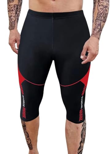 Onsoyours Herren Badeanzug Jammer Mid Length Badehose Kompression Schwimmen Short Swim Endurance Racing Trainings Wettkampfhose B Rot XXL von Onsoyours