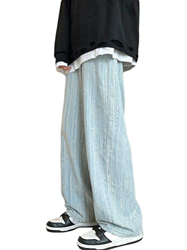 Onsoyours Herren Baggy Jeans Y2k Jeanshose Vintage Straight Leg Denim Hosen Teenager Jungen Streetwear Hip Hop Jeans Hip Hop Jeans C Hellblau XXL von Onsoyours