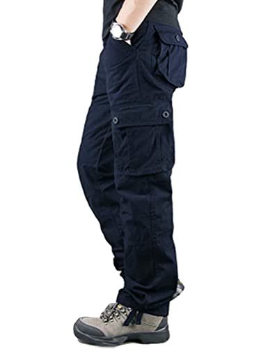 Onsoyours Herren Cargo Hose Hip Hop Jogger Chino Pants Relaxed Fit Tactical Combat Army Cargo Arbeitshose mit Mehrfachtasche B Marine XS von Onsoyours