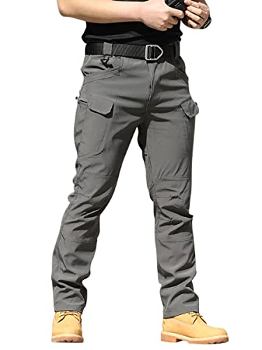 Onsoyours Herren Cargo Hose Militär Outdoor Hose mit Taschen Männer Stretch Arbeitshosen Combat Tactical Hose Ranger Hose für Jagd Wandern A Grau XL von Onsoyours