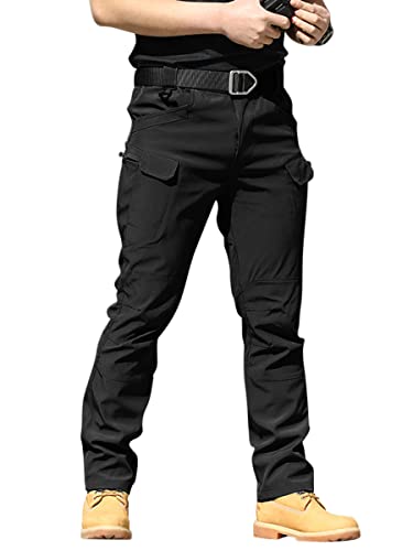 Onsoyours Herren Cargo Hose Militär Outdoor Hose mit Taschen Männer Stretch Arbeitshosen Combat Tactical Hose Ranger Hose für Jagd Wandern A Schwarz M von Onsoyours