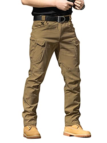 Onsoyours Herren Cargo Hose Militär Outdoor Hose mit Viele Taschen Männer Stretch Arbeitshosen Combat Tactical Hose Ranger Hose für Jagd Wandern A Braun M von Onsoyours