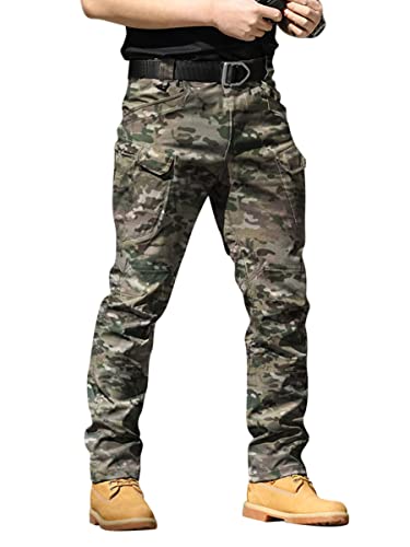 Onsoyours Herren Cargo Hose Militär Outdoor Hose mit Viele Taschen Männer Stretch Arbeitshosen Combat Tactical Hose Ranger Hose für Jagd Wandern A Camouflage 02 M von Onsoyours