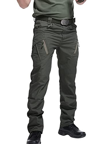 Onsoyours Herren Cargo Hose Militär Outdoor Hose mit Viele Taschen Männer Stretch Arbeitshosen Combat Tactical Hose Ranger Hose für Jagd Wandern E Grün XS von Onsoyours