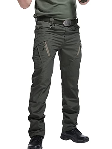 Onsoyours Herren Cargo Hose Militär Outdoor Hose mit Viele Taschen Männer Stretch Arbeitshosen Combat Tactical Hose Ranger Hose für Jagd Wandern E Grün XXL von Onsoyours
