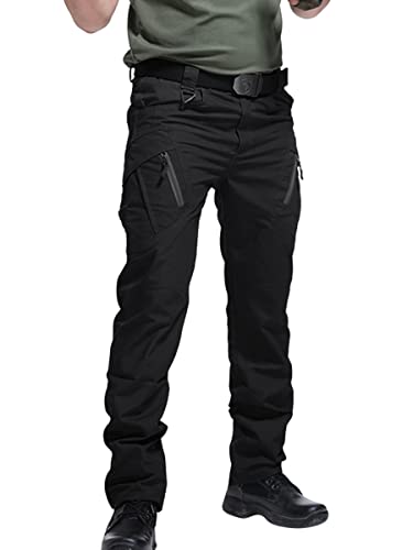 Onsoyours Herren Cargo Hose Militär Outdoor Hose mit Viele Taschen Männer Stretch Arbeitshosen Combat Tactical Hose Ranger Hose für Jagd Wandern E Schwarz M von Onsoyours