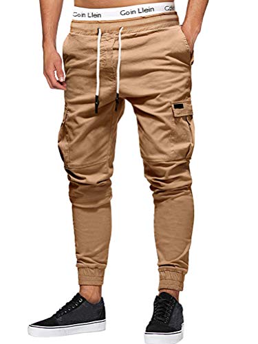 Onsoyours Herren Cargo Hose Shorts Sommer Freizeit Bermuda Kurze Hose Chino Training Jogging Hose Mit Kordel Regular Fit (L, Z11 Khaki) von Onsoyours