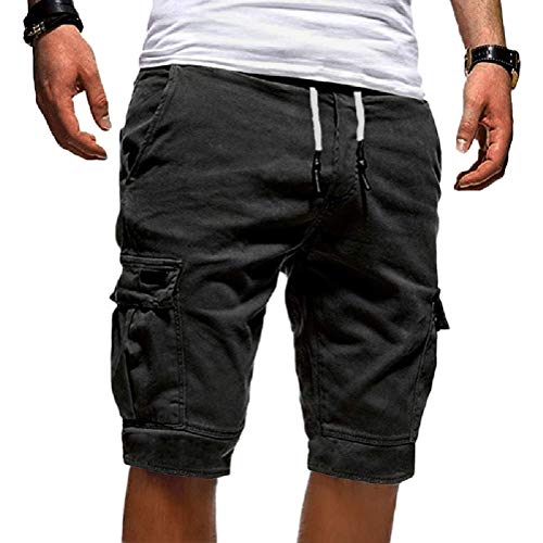 Onsoyours Herren Cargo Hose Shorts Sommer Freizeit Bermuda Kurze Hose Chino Training Jogging Hose Mit Kordel Regular Fit Grau X-Small von Onsoyours