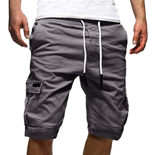 Onsoyours Herren Cargo Hose Shorts Sommer Freizeit Bermuda Kurze Hose Chino Training Jogging Hose Mit Kordel Regular Fit M Grau X-Small von Onsoyours