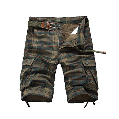 Onsoyours Herren Cargo Hose Shorts Sommer Kurze Hose Chino Bermuda Stretch Slim Fit A Grün 3X-Large von Onsoyours