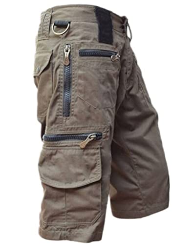 Onsoyours Herren Cargo Shorts mit Mehreren Taschen Kurze Hose Sommer Herrenshorts Short Men Pants Mittlere Hose Cargohose kurz für Männer Braun 4XL von Onsoyours