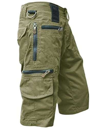 Onsoyours Herren Cargo Shorts mit Mehreren Taschen Kurze Hose Sommer Herrenshorts Short Men Pants Mittlere Hose Cargohose kurz für Männer Grün L von Onsoyours