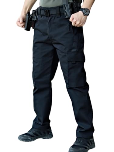 Onsoyours Herren Cargohose Winter Baggy Chino Hosen Freizeit Outdoorhose Arbeitshose Trouser Pants Männer mit Taschen Cargohose Herren mit Reißverschluss B Schwarz M von Onsoyours