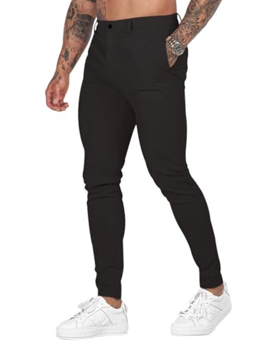 Onsoyours Herren Chino Hose Casual Sommerhose Arbeitshose Anzughose mit Taschen Stretch Hose Party Mode Freizeithose Männer Business Slim Fit Hose Große Größe A Dunkelgrau L von Onsoyours