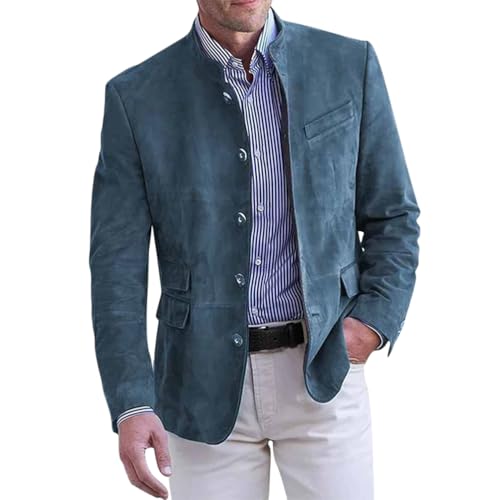 Onsoyours Herren Cord Anzugjacke Retro Sakko Freizeit Blazer Regular Fit Wolle Tweed British Blazer Modern Winterjacken Anzugjacke für Männer A Blau XXL von Onsoyours