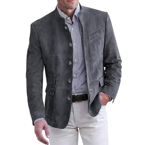 Onsoyours Herren Cord Anzugjacke Retro Sakko Freizeit Blazer Regular Fit Wolle Tweed British Blazer Modern Winterjacken Anzugjacke für Männer A Dunkelgrau XXL von Onsoyours