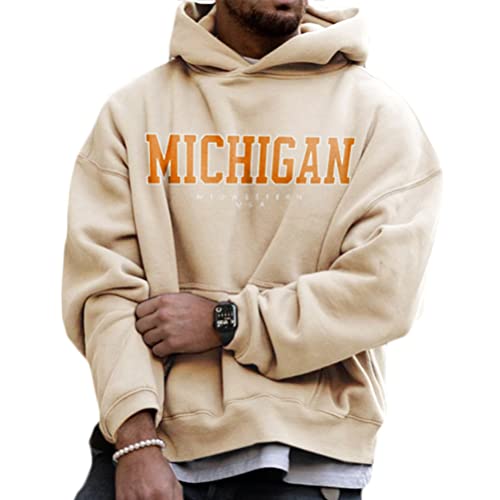 Onsoyours Herren Damen Kapuzenpullover Hoodie Hip Hop Sweatshirt Oversize Druck Kapuzenjacke Oversize Langarmshirt Teenager Oberteile Pullover Tops Warm Vintage Paare Unisex B Beige L von Onsoyours