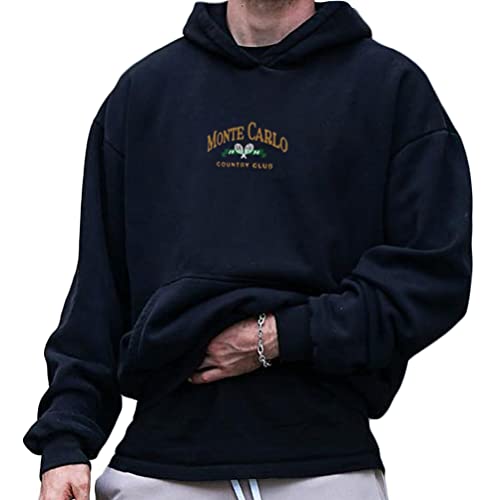 Onsoyours Herren Damen Kapuzenpullover Hoodie Hip Hop Sweatshirt Oversize Druck Kapuzenjacke Oversize Langarmshirt Teenager Oberteile Pullover Tops Warm Vintage Paare Unisex D Schwarz XXL von Onsoyours