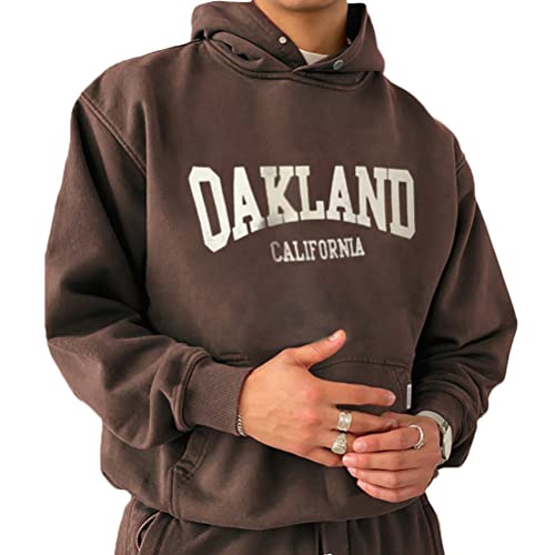 Onsoyours Herren Damen Kapuzenpullover Hoodie Hip Hop Sweatshirt Oversize Druck Kapuzenjacke Oversize Langarmshirt Teenager Oberteile Pullover Tops Warm Vintage Paare Unisex F8 Braun L von Onsoyours